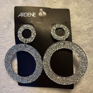 Silver Glitter Hoop Earrings